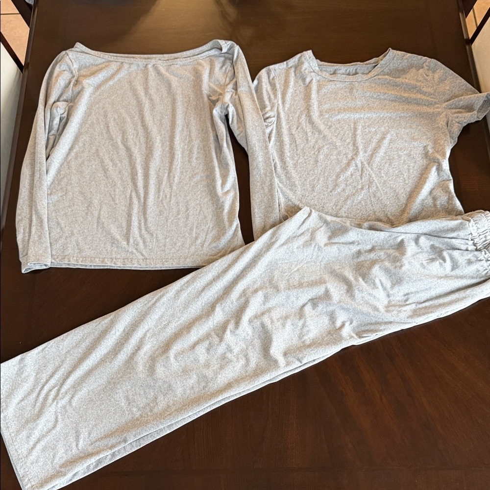 SHEIN Light Gray 3-Piece Pajama Set